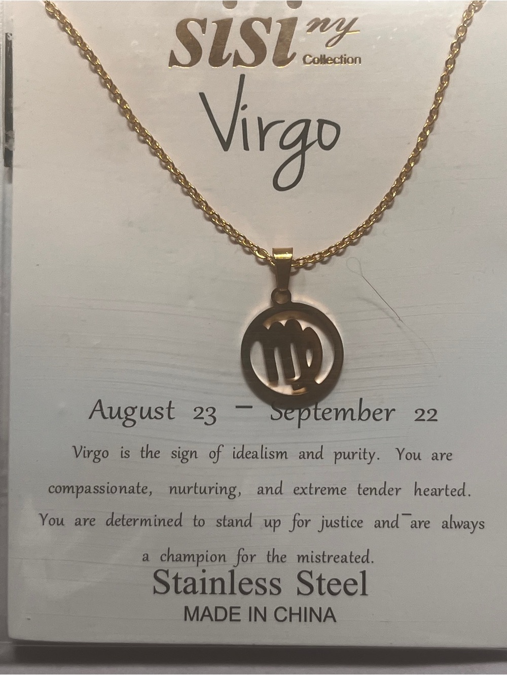 Virgo Necklace Stainless Steel Gold Zodiac Pendant Necklaces Birthday Jewelry